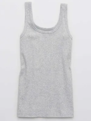 New Aerie Wide Rib Tank Top Medium Heather Gray Size XS thumbnail 4