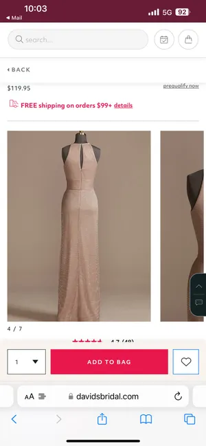 David's Bridal Champagne Formal Dress thumbnail 2