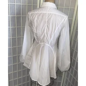FREE PEOPLE White All The Time Tunic Peplum Button Up Boho Cottagecore Shirt XS‎ thumbnail 2