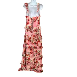 Runaway The Label Pink Floral Tulip Ruffle Tiered Corset Maxi Dress PO-4014 L thumbnail 4