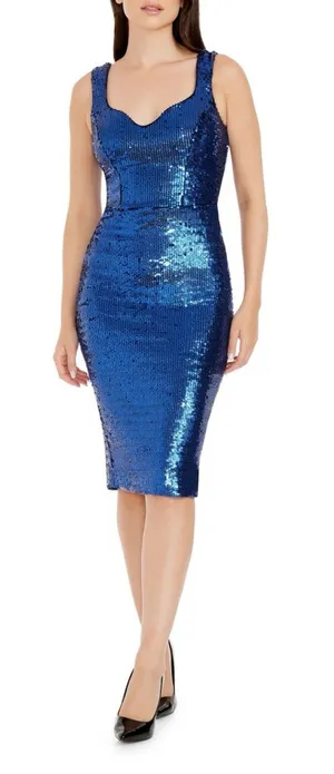 NWT Dress The Population Sloane Royal Blue‎ Sequin Sheath Cocktail Dress thumbnail 1