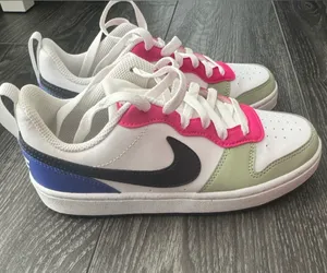 Nike Court Borough Low Recraft GS 'Honeydew Pink Ultramarine' sneakers, NEW thumbnail 2
