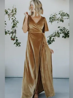 Baltic Born Meghan Velvet Wrap Maxi Dress in Golden Hour Size Large thumbnail 2