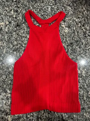Free People Intimately Red Ribbed Halter Crop Top - Women thumbnail 1