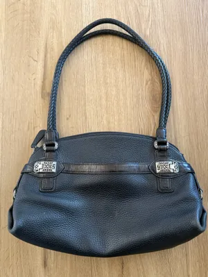 Brighton Black Pebbled Leather with Silver Hardware Everyday Shoulder Bag thumbnail 1