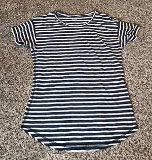 Madewell‎ Womens Navy Blue White Striped Short Sleeve Crew Neck Tee E7709 XS thumbnail 1