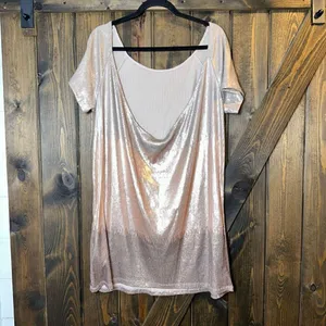 🤍 FREE PEOPLE Rose Gold Embellished Drenched Sequin Scoop Back Mini Dress‎ thumbnail 4