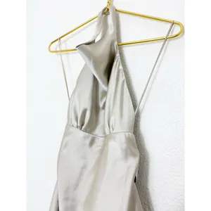 Zara Woman NWT SS25 Grey/ Beige Short Satin Halter Dress Size Medium 8482/331 thumbnail 9