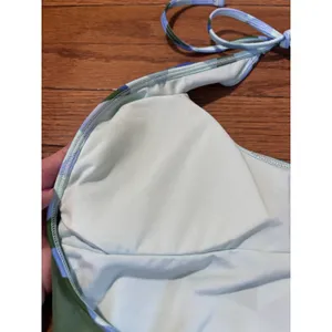 NWOT Aerie Blue Green One Piece Halter Swimsuit Medium thumbnail 4
