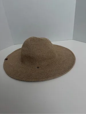 REI Hat Straw Wide Brim Braided Tan Taupe Brown Sun Packable Travel Beach Unisex thumbnail 6