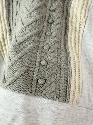 J.Crew Women’s S Gray Wool Cable Knit Mixed Media Sweatshirt Sweater NWOT thumbnail 7
