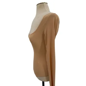 Skims‎ Jelly Sheer Long Sleeve Scoop Neck Thong Bodysuit Clay Nude XS NWT thumbnail 6