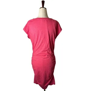 Sundry Side Knot‎ T Shirt Dress Women Large Pink Ruched Mini Athleisure Preppy thumbnail 3