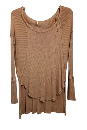 Urban Outfitters hi lo textured boho oversized top size XS muted pink festival thumbnail 1