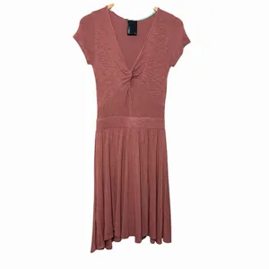 Anthropologie Dolan Knotted Taya Dress M Mauve Pink Twist Front Fit Flare‎ Chic thumbnail 2