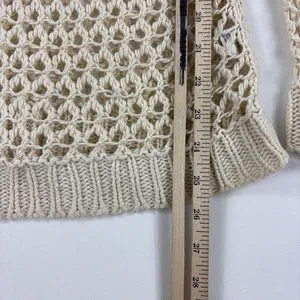 American Eagle Womens M Cream Open Knit Crochet Sweater Ramie Fish Net Boho thumbnail 5