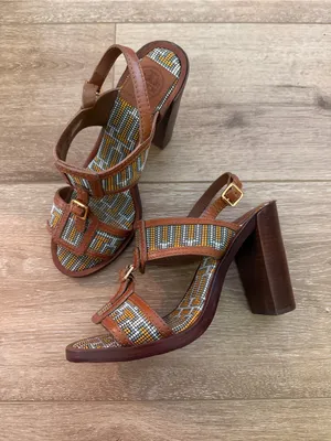 Tory Burch Florian Aztec Block Heel Sandal Size 8 thumbnail 2