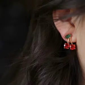 Cherry Gemstone Earrings Red thumbnail 3
