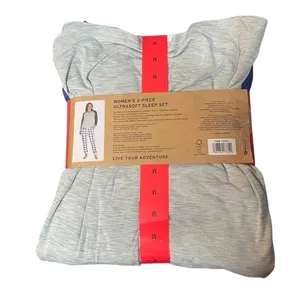 Eddie Bauer Womens Ultrasoft 2-Piece Sleep Set Pajamas Grey Blue Plaid M NEW thumbnail 3
