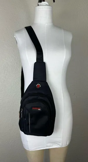 Cross Body Bag Unisex Black Nylon Backpack Adjustable Sports Primicia Pro thumbnail 1