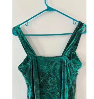 Vanity Womens Y2K Babydoll Dress Size Medium Green Paisley Fairy Mini Sleeveless thumbnail 3