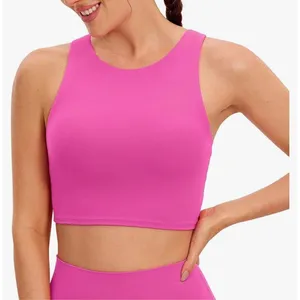 CRZ YOGA Butterluxe Racerback High Neck Longline‎ Sports Bras pink size xl thumbnail 7