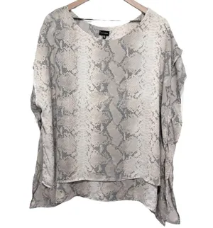 Women's Buckle Black cream snake print chiffon layered blouse top size large thumbnail 2