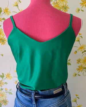Cowl neck strappy cami top green size S thumbnail 2