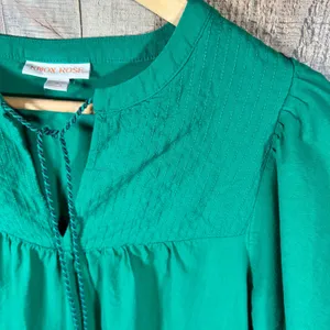 Knox Rose Green Puff Short Sleeve Boho Peasant Dress Size Medium Tassel Pockets thumbnail 2