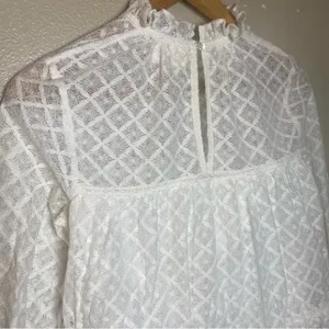 Sézane White Lace Peplum Long-Sleeve Top Lace Size 36 thumbnail 9