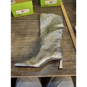 Steve Madden Newlyn Knee High Boot‎ Pointed Toe Womens Silver Size 6 thumbnail 2