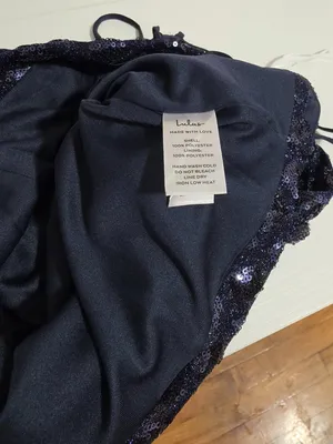Lulus Shimmering Vibes Lurex Sequin Lace Up Mini Dress - Navy Blue - Size M thumbnail 10