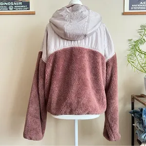 Thread Supply Mixed Media Fleece Hooded Jacket Mauve Size Large EUC Soft‎ Girl thumbnail 2