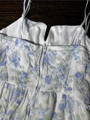 Altar’d State Vinka White and Blue Floral Lace-Up Mini Dress Lace Up Size Large thumbnail 6