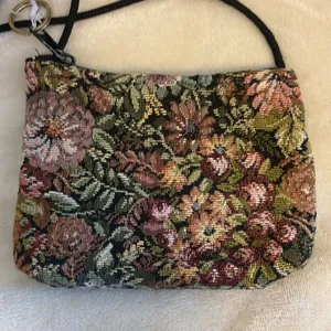 Source Unknown TAPESTRY MINI CROSSBODY COLORFUL ZIP CLOSURE ON TOP BLACK NYLON STRING CROSSBODY thumbnail 1
