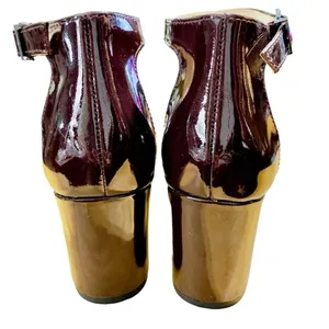 ALEX MARIE PATENT LEATHER ANKLE STRAP HEEL SIZE 9 burgundy color thumbnail 10