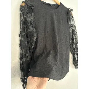 NEW Black Lace Sheer Long Sleeve Witchy Blouse Top Small Whimsygoth Halloween thumbnail 3