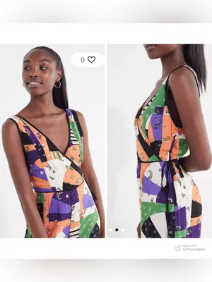 Urban Outfitters Patchwork Boho Surplice Wide Leg Jumpsuit Sz 6 Festival thumbnail 3
