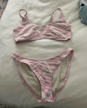 Light pink and white tiger print triangl set thumbnail 1