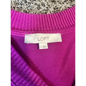 LOFT Magenta Pink‎ V Neck Long Sleeve Sweater Top Women's Size Small thumbnail 2