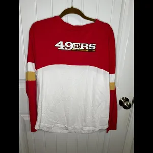 New Era Red/White San Francisco 49ers Athletic Varsity Lace-Up Long Sleeve thumbnail 5