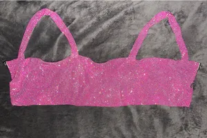SheIn NWOT Rhinestone Detail Metallic Open Back Pink Top thumbnail 10