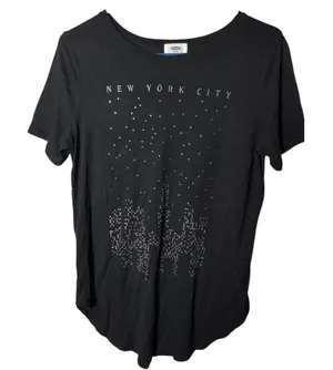 Old Navy Women's Graphic Short Sleeve Glitter NYC Graphic Tee Sz M thumbnail 1