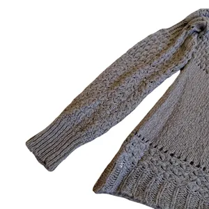 Free People Chunky Pullover V-Neck Sweater Neutral Brown Wool Stretch Size Large thumbnail 9