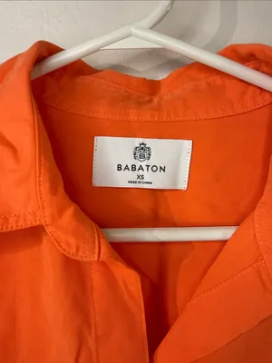 Aritzia Babaton SOLD OUT Orange Tencel Button Up Shirt XS thumbnail 3