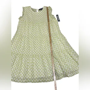 ModCloth Day Tripping Eyelet‎ Flower Fields Trapeze Dress Green White Sz M NEW thumbnail 12