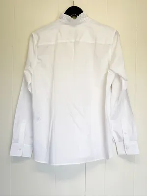 NWT J. CREW Jules Ruffle Collar Shirt Cotton Poplin White thumbnail 7