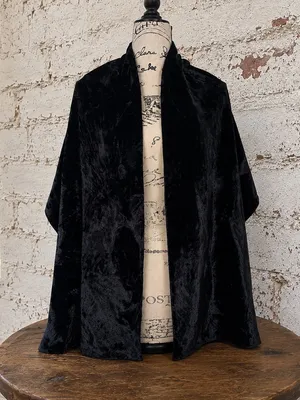 Vintage Jessica McClintock Crushed Black Velvet Formal Evening Shawl Cape Wrap thumbnail 1