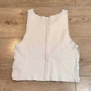 American‎ Eagle White Mixed Texture Waffle Pointelle Cropped Tank Top Medium M thumbnail 2