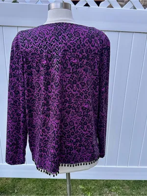 MSK Open Front Vintage Cardigan Evening Jacket Purple Size undefined thumbnail 8